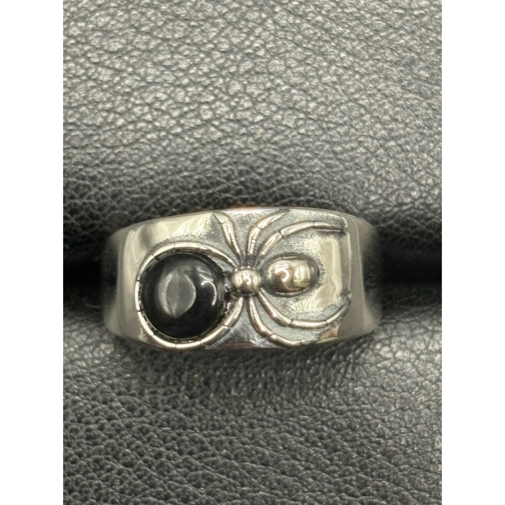 New Condition Sterling Silver Onyx Spider Band Ring 4.5 Grams Size 7 G29